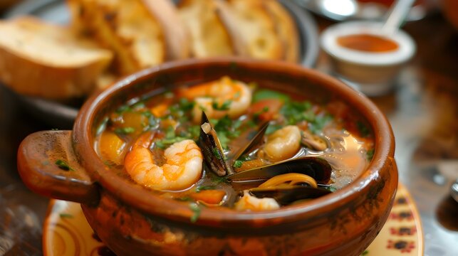 Caldos de mariscos is a rich and flavorful