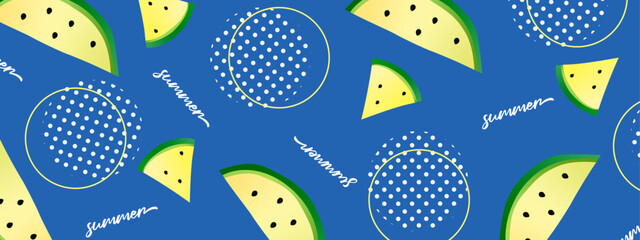 黄色いすいかのお洒落な横長の背景デザイン