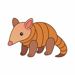 Anteater in nature. Cute kawaii mammal with long nose, trunk. Modern illustration isolated on white background.