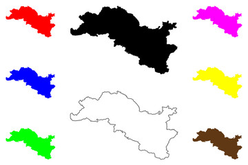 Tunbridge Wells Non-metropolitan district, Borough (United Kingdom of Great Britain and Northern Ireland, ceremonial county Kent, England) map vector illustration, scribble sketch map
