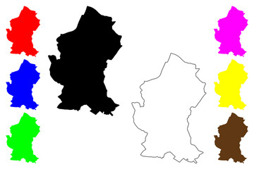 Watford Town and borough (United Kingdom of Great Britain and Northern Ireland, ceremonial county Hertfordshire or Herts, England) map vector illustration, scribble sketch map