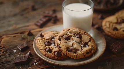 Fototapeta premium The chocolate chip cookies are warm and soft image