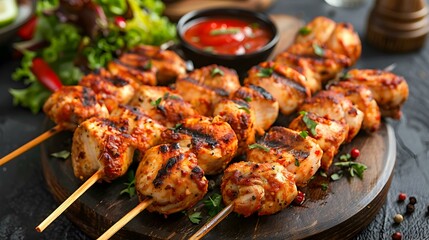 Pinchos de pollo chicken skewers marinated in spices