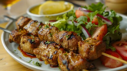Fototapeta premium Pinchos morounos are moroccan skewers of marinated meat