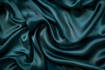 Fototapeta premium Luxurious Dark Teal Satin Fabric with Elegant Folds