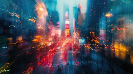 Fototapeta premium Abstract city lights blurred at night