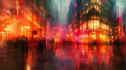 Abstract city lights blurred at night