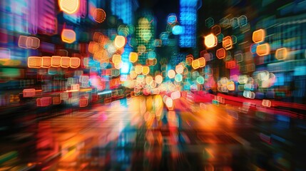 Abstract city lights blurred at night