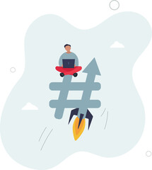 Online trend, popular hashtags or social media talk, digital marketing or advertising strategy concept.flat design.illustration with people.
