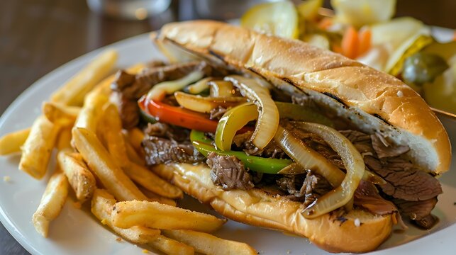 The philly steak sandwich is juicy and flavorful