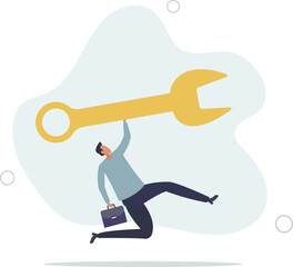 Fix business problem, help resolve problem, improve business in downturn or crisis management concept.flat design.illustration with people.