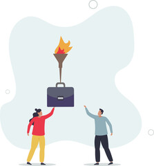 Successor plan, baton pass or transfer to new chosen leader, change new CEO or collaboration to achieve goal and win business.flat design.illustration with people.