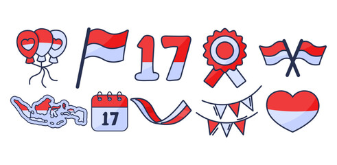 Indonesian element independence day Vector