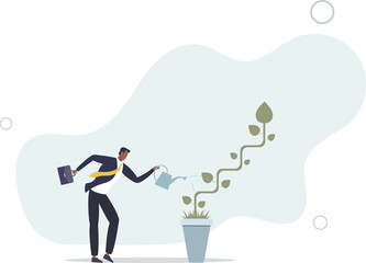 Growth step or career path, job improvement stair or growing investment or stair to success, mentorship concept.flat design.illustration with people.