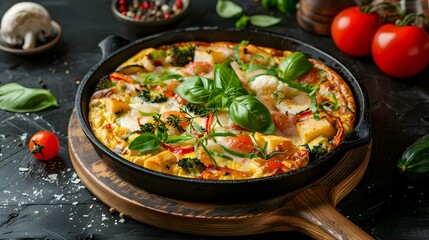 Frittata with vegetables is an italian omelette prepared