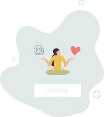 Stress management balance between work concentration and mental health, work life balance or meditation and relax.flat design.illustration with people.