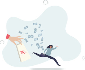 Tax evasion, illegal hide revenue and avoid paying government tax, fraud and money laundering or financial crime concept.flat design.illustration with people.