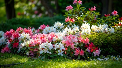 An azalea with white and pink petals decorating image
