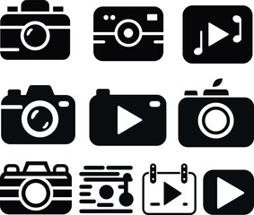 a set of various cameras designs minimalist vector illustration