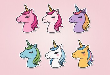 Naklejka premium Minimalist Unicorn Stickers for Bullet Journals and Planners
