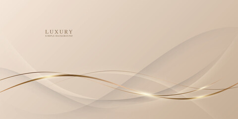 高級感のある金色の曲線　 ベージュ背景