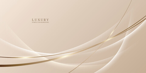 高級感のある金色の曲線　 ベージュ背景