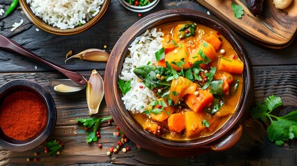 Vegetable curry is flavorful and rich made img