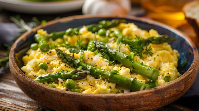 Revueltos de esparragos scrambled eggs with asparagus fried