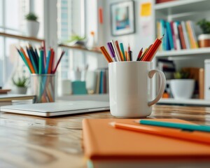 Creative Workspace with Colorful Pens, Sketchbooks, and Bright Reminders, Inspiration for Artists, Designers, and Thinkers