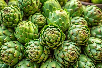 Fototapeta premium fresh green artichoke bud on market closeup