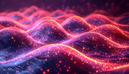 Obraz premium AI-driven Innovation in Healthcare Data, 3D illustration depicting cyber big data flow and blockchain data fields, science research and dynamic music waves for a futuristic depiction.