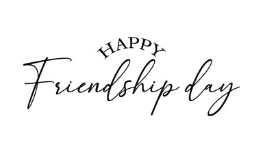 Happy Friendship Day vector typography illustration with a smile sign on white background. Friendship day hand drawn greeting card. friendship day lettering logo design.