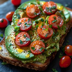 Mouth-Watering Keto Toast with Avocado and Tomatoes - Advertising Image