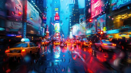 Abstract city lights blurred at night