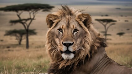 Fototapeta premium Portrait of African Lion Wallpaper