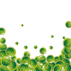 Vitamin Q10 round capsules scattered randomly.