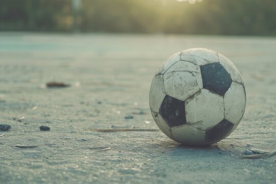 Dynamic action shot of a soccer player dribbling a ball on a snow-covered pitch under stadium lights.. Beautiful simple AI generated image in 4K, unique.