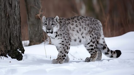 Fototapeta premium Snow leopard nature habitat wallpaper
