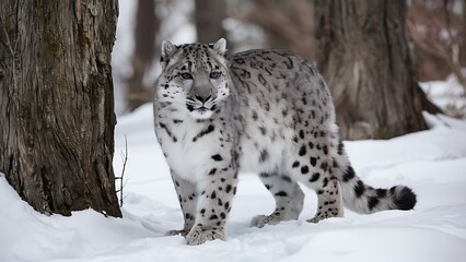 Obraz premium Snow leopard nature habitat wallpaper