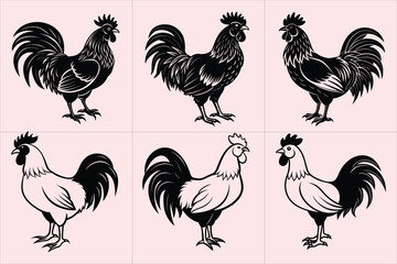 Print Rooster vector 