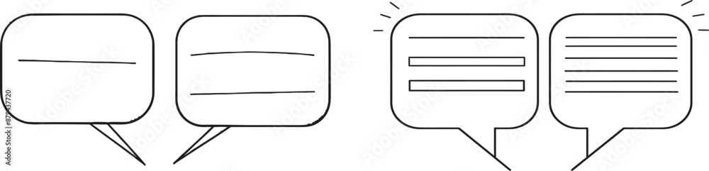 Poster Line drawing of speech bubbles isolated on white background. Ideal for mobile apps and social media.