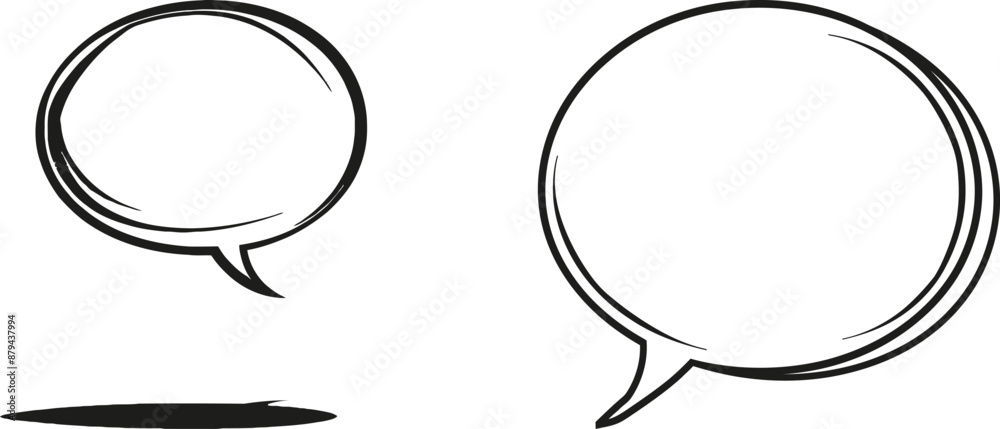 Poster A continuous line drawing of speech bubbles in square shapes. Dialogue cloud symbols in a linear style. Comic text comment concept in editable strokes. Doodle illustration.