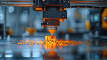 A detailed view of a 3D printing machine at work crafting an object, highlighting the precision and innovation embedded in modern additive manufacturing techniques.