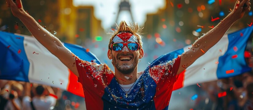 Marathon Runner Celebrated Amidst Cheering Crowd