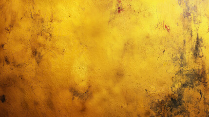 A wall painted in yellow and black with black spots scattered throughout