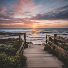 Fototapeta premium sunset on the beach in summer 