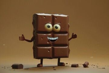 Fototapeta premium Smiling chocolate bar character giving a thumbs up, conveying happiness and enjoyment