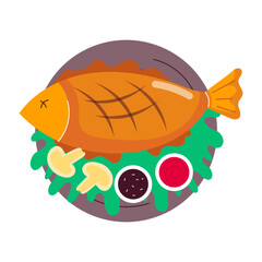 Fried sticks sticker in flat style 

