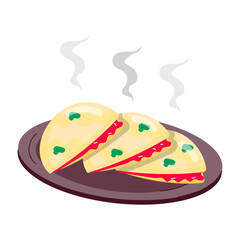 A flat style sticker of open cheese ball 

