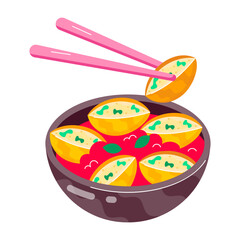 A flat sticker depicting bruschetta

